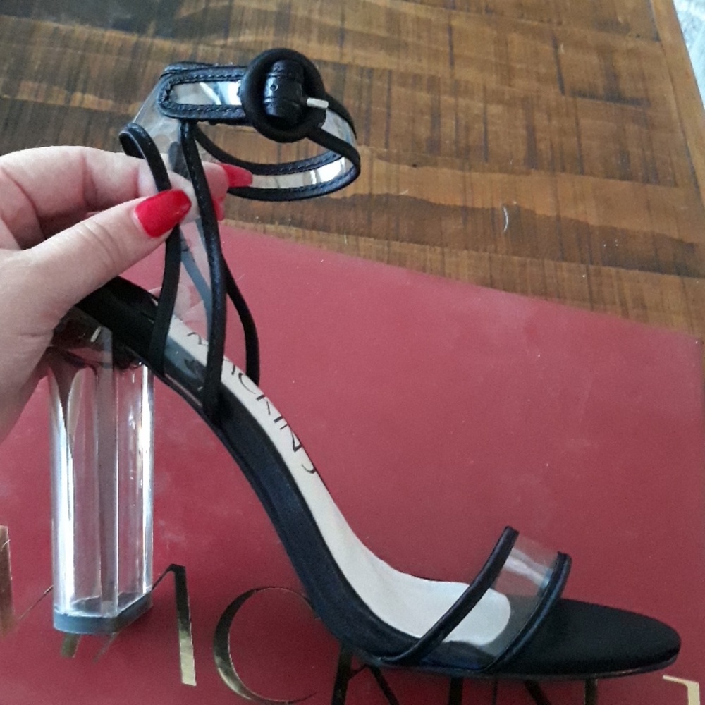 Black and Clear Block Heel